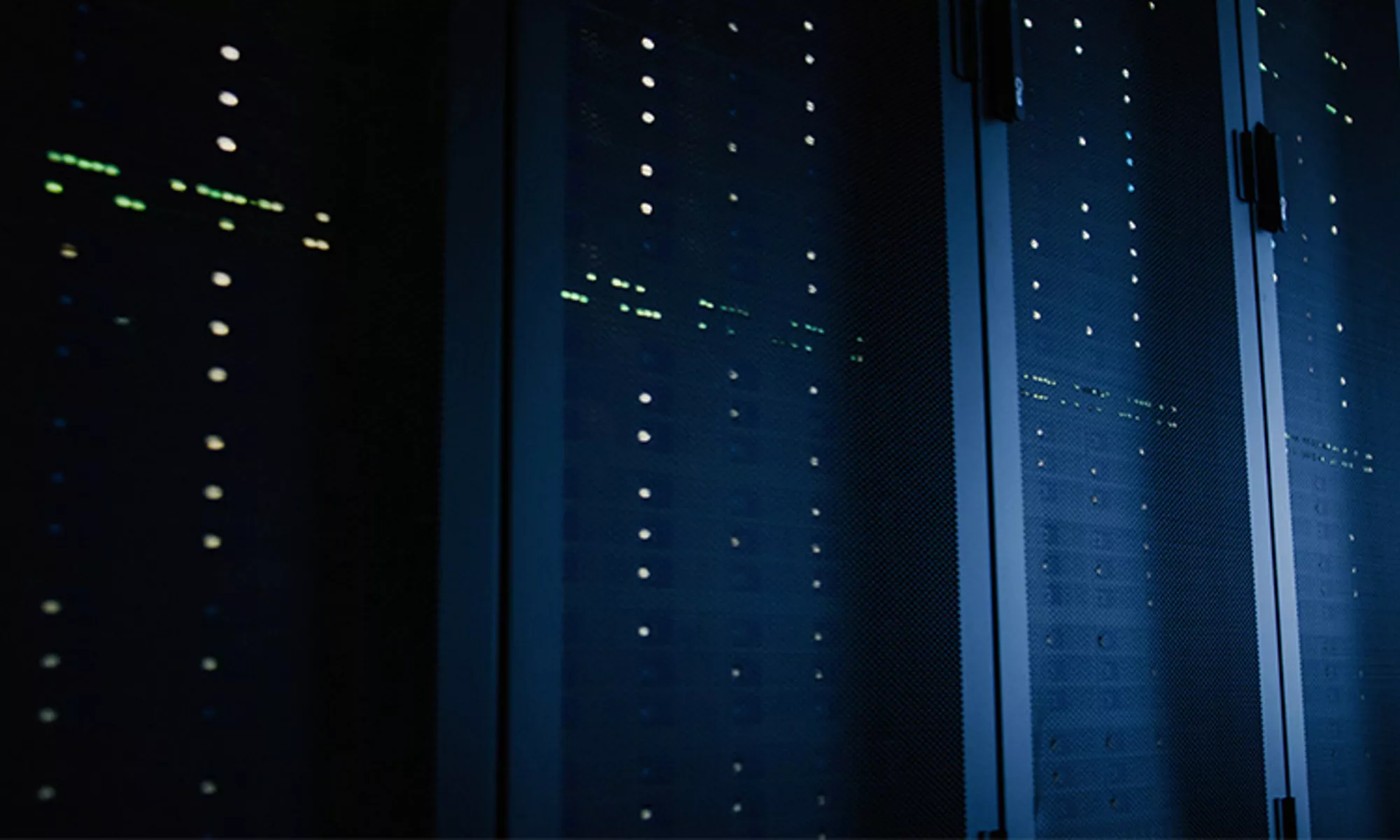 Dimly lit data center room